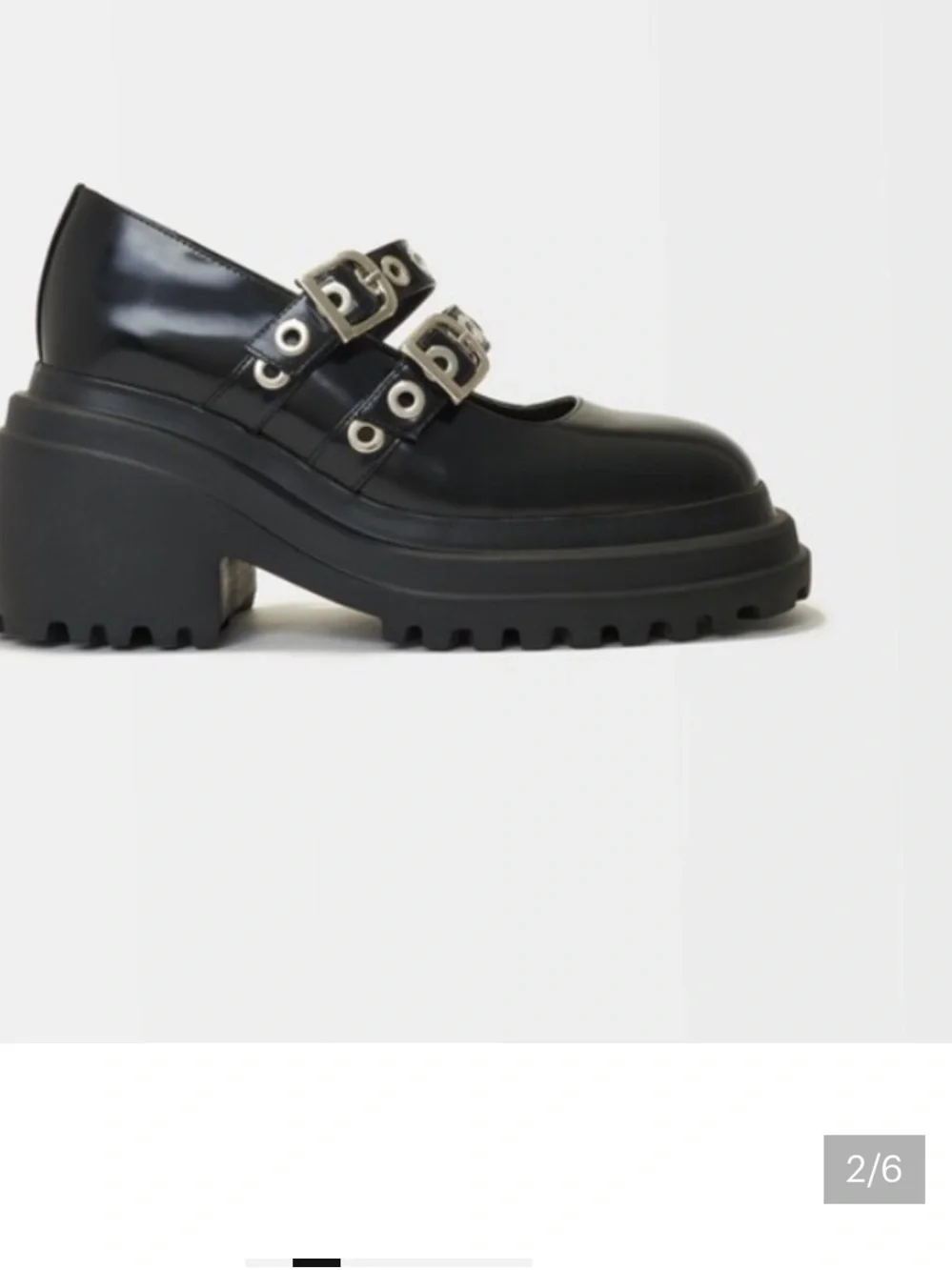 MAJE Women’s Black Platform Mary Jane Shoes with Buckle Straps